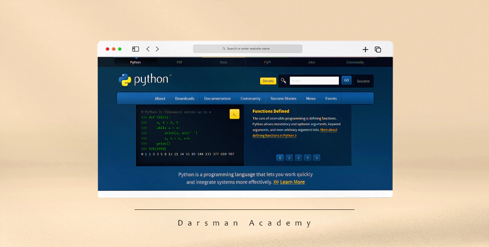 سایت رسمی پایتون در لیست بهترین سایت آموزش پایتون 